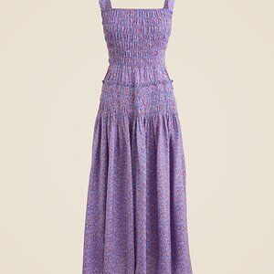 J Crew Smocked Midi Dress in Summer Fields Print